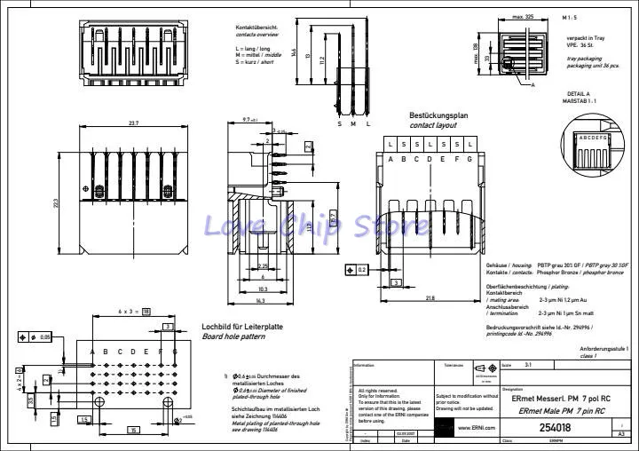 Рисунок 2 - 254018 жесткие метрические разъемы 7P 2 мм RA MALE 10