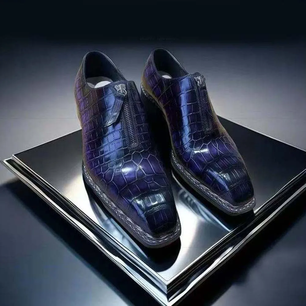 sanyeshechiping new men formal shoes male crocodile shoes blue