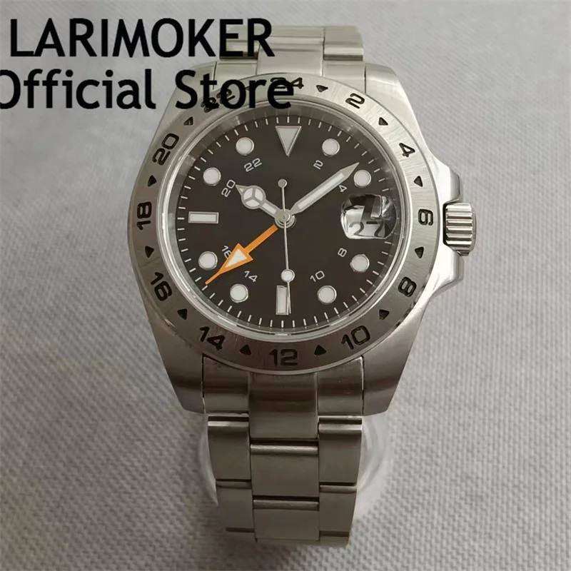 Larimoker 40Mm Blu Luminescenza Nh34A (Gmt) Orologio Automatico Da Uomo Oyster Jubilee Bracciale Vetro Zaffiro