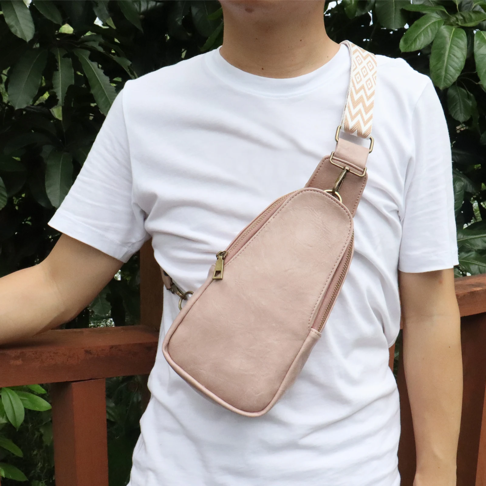 Leather Mens Cool Sling Bag Crossbody Bag Chest Bag Fanny Pack for