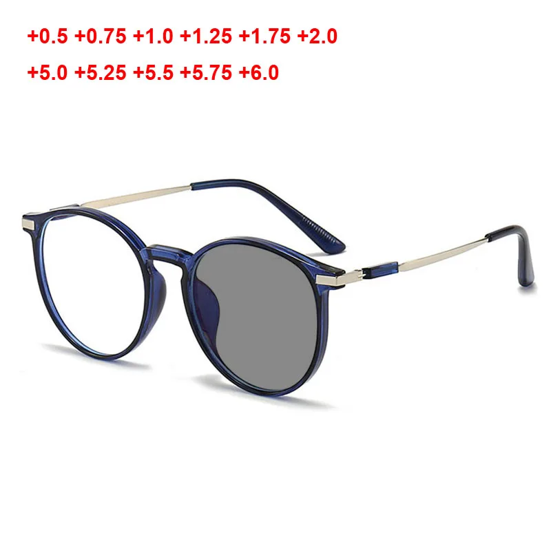 

Women's Photochromic Reading Glasses Fashion Round Spectacle Frame Finished Presbyopia Lens Diopter From +0.5 To +6.0
