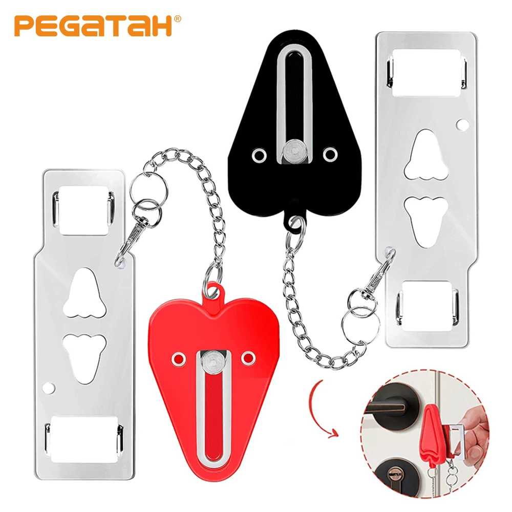 Door Lock Travel Accommodation Door Security Lock Home Room Hotel Anti-theft Security Lock Metal Portable Door Latch
