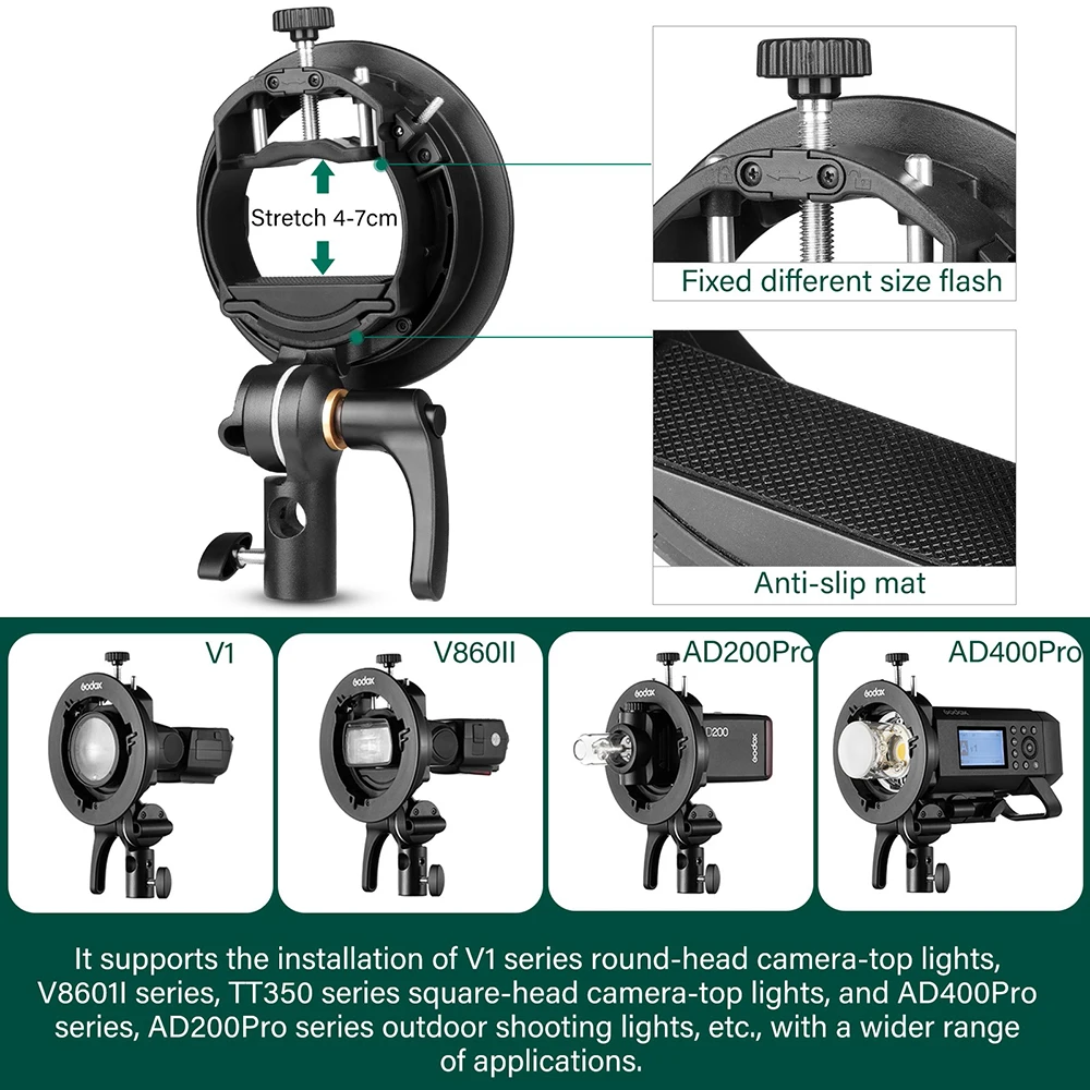 S2 Bowens Mount Flash S-type Holder Bracket Handheld Grip for V1 V860II AD200 A