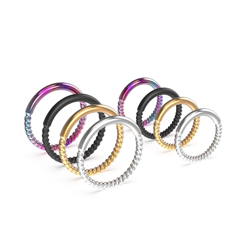 Zttd Fashion 16g Opal Septum Rings Hoop Nose Ring Lip Rings Stainless Steel Hinged Segment Ring Seamless Ring Cartilage Earrings Hoop Tragus Septum...