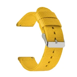 Comfortable Nylon Canvas Quick Release Watchband - Sporty Unisex Strap - 20mm (Yellow)