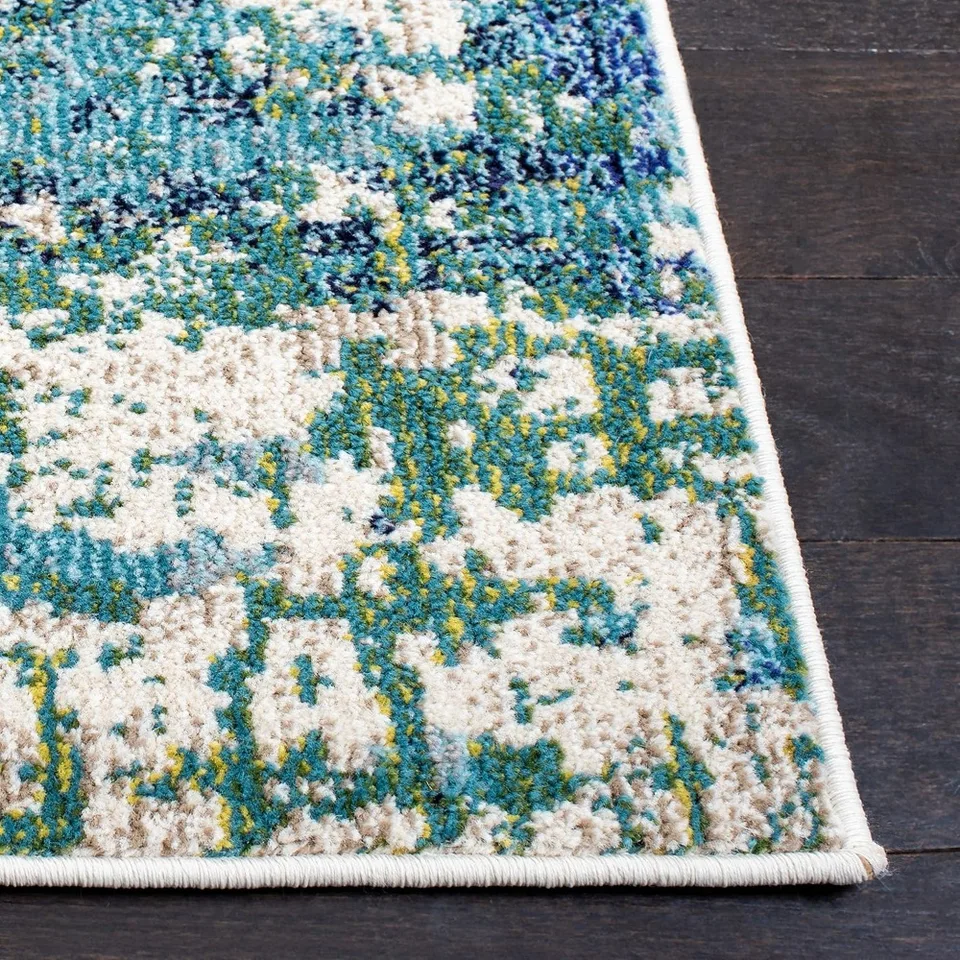 Large Green Turquoise Area Rug Modern Abstract Design