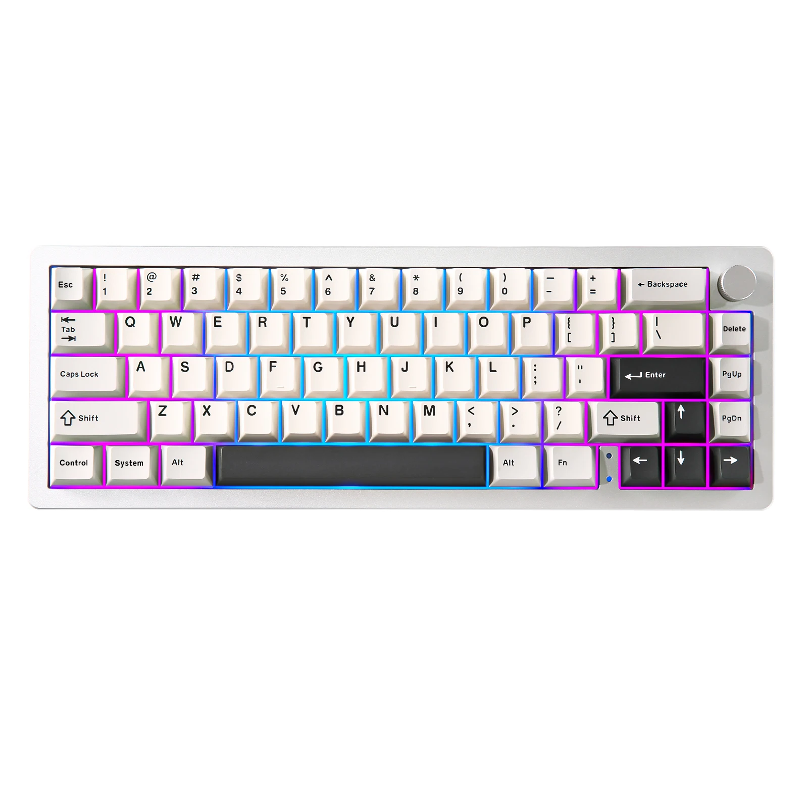 メカニカルキーボードYUNZII-AL66シルバー,アルミニウムノブ 