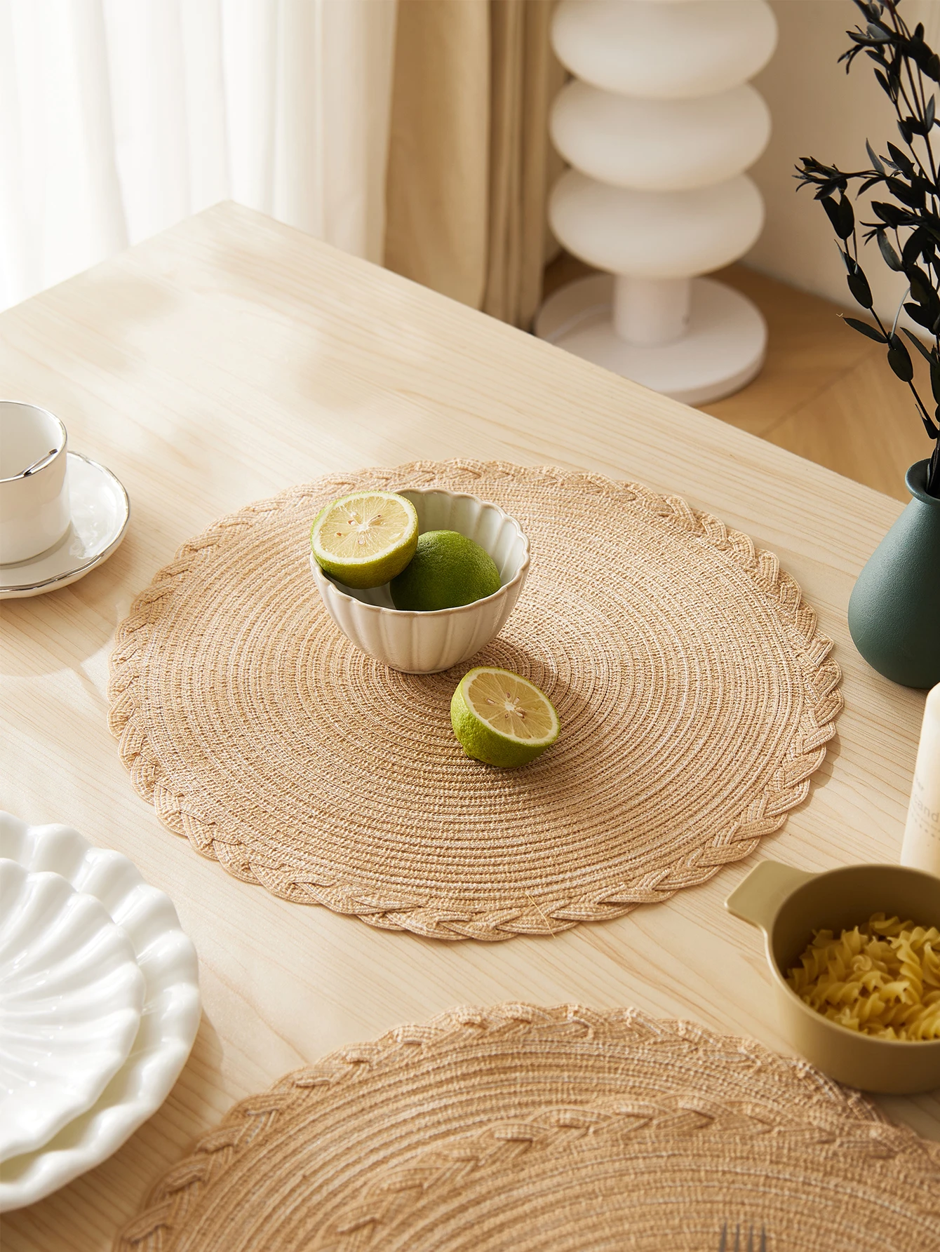 Best-Selling Round Cotton Placemats - Set of 4, Heat-Resistant and Non-Slip Washable Table Mats