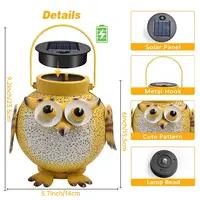 Owl Solar Lanterns Outdoor Waterproof Hanging Solar Lights Owl Gifts for Women Men Metal Decorative LED Owl Lanterns for Garden 2