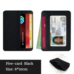 Slim PU Leather Mini Wallet - Men's Multi - Card Holder with ID Slot (Black)