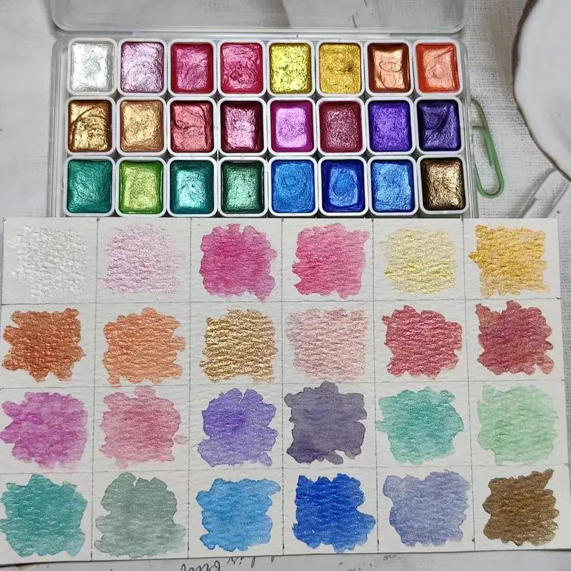 Pearlescent Watercolor Set Mica Pearlescent Pigment Art Watercolor Paint Palette Art Painting Kit Mineral Students Supplies