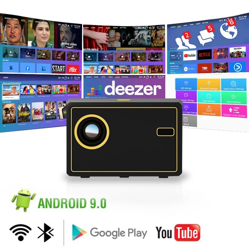 Y7 Projector You-tube Version Andriod Support 1080P 4K Video Electirc Focus WiFi 6 Smart LCD LED Video Home Theater Projector
