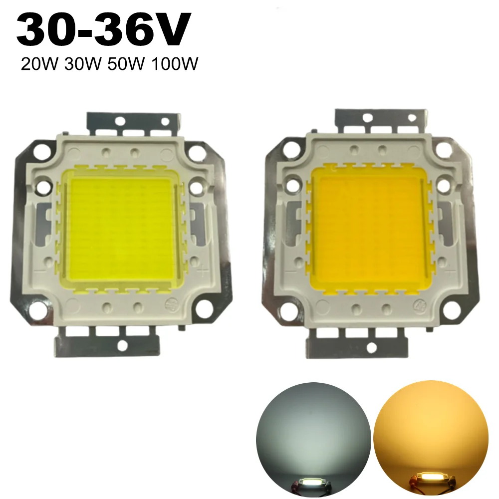 DC 30V - 36V 20W 30W 50W 100W COB LED 칩 DIY 투광 조명 스포트라이트 3000K 6000K 용 고전력 통합 매트릭스 다이오드 비즈