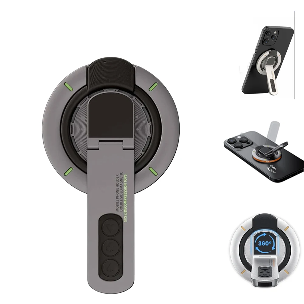 Premium Double-Sided Magnetic Phone Ring Stand with 360° Rotation and Decompression Features
