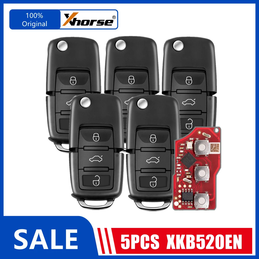 5PCS Xhorse XKB520EN B5 Second Generation Wire Remote Key, Supports Wireless Programming for VVDI VVDI2 key programmer,key fob programming tool