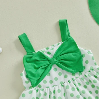 Girls St Patrick s Day Dress Casual Shamrock Print Cute Bow Sleeveless A-Line Dress for Spring Celebration Adorable Outfit 5