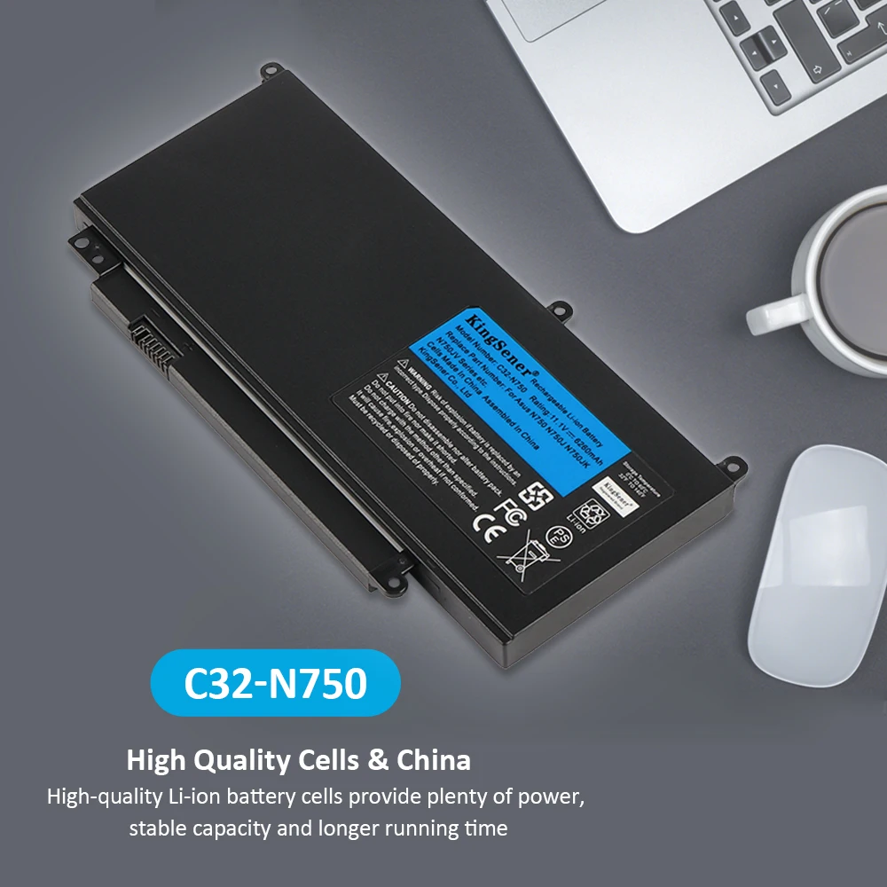 Bateria do Portátil para Asus N750 N750j N750jk N750jv N750y47jk-sl 11.1v 6260mah 69wh Kingsener-c32-n750 - Imagem 3