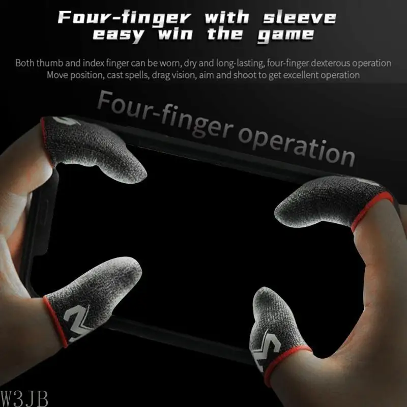 W3JB Telefon Gaming Finger Sleeve für Mobile Controller Silber Faser Empfindliche Anti-Schweiß Atmungsaktive Finger Sleeve für – Detail 9