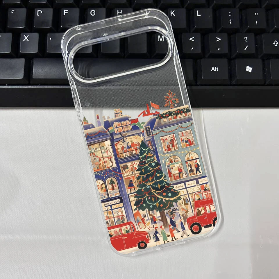 Cute Winter Snow Christmas Tree Graphic Clear Phone Case
