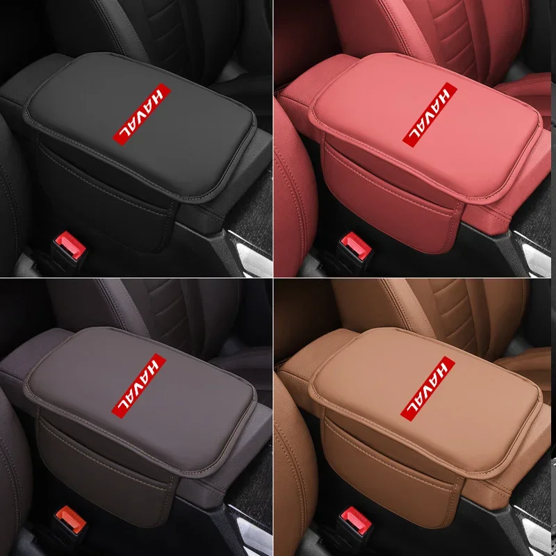 Car Armrest Box Car Armrest Box Height Pad Leather Armrest Cushion with Pocket Central Elbow Support For Haval H6 H7 H9 M6 F7X Jolion Great Wall