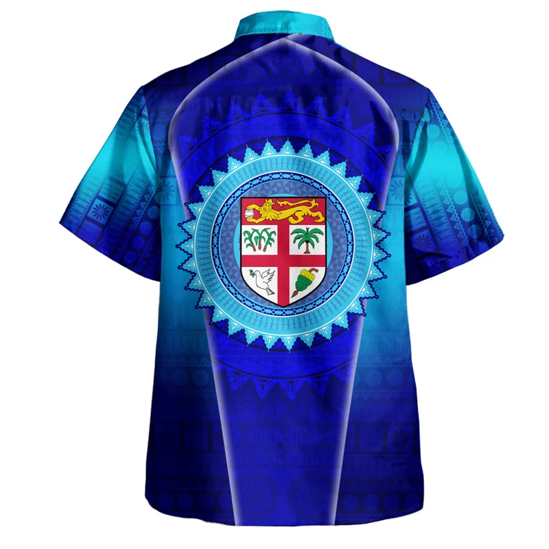 thumbnail image 1 of Camisa de playa de manga corta con estampado 3D para hombres, ropa tribal isleña polinesia, camisas casuales con botones para hombres, ropa, 1 of 5