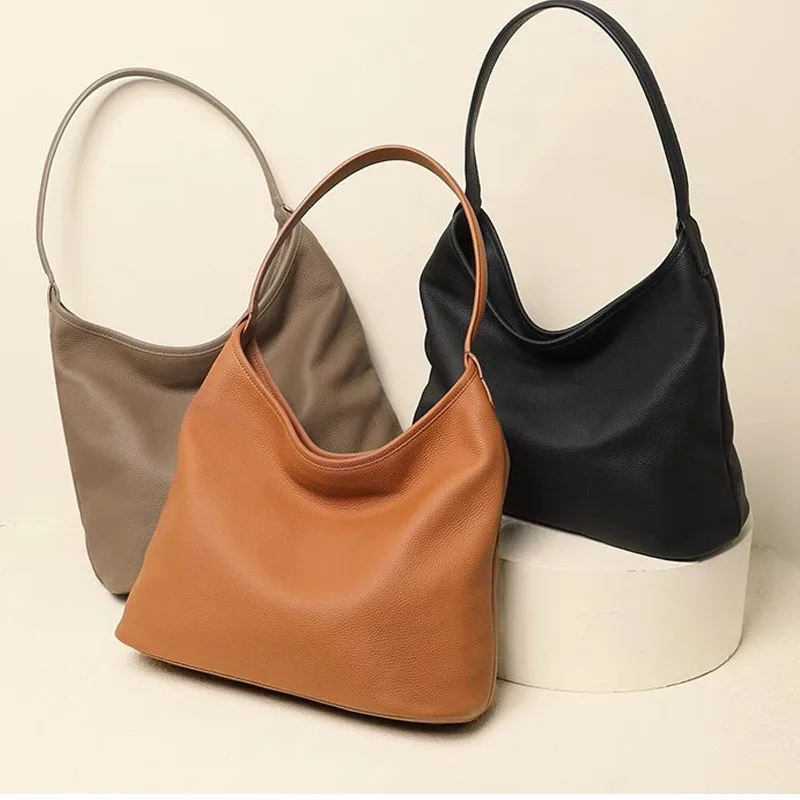 

2024 new design luxury bag women genuine leather shoulder bag carryall big casual totes handbag lady hobos shopping bags