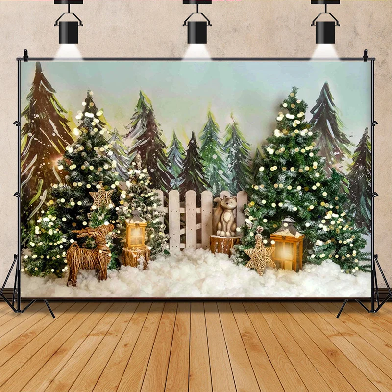

SHUOZHIKE Christmas Tree Flower Wreath Wooden Gift Photography Backdrop Window Snowman Cinema New Year Background Prop GH-06