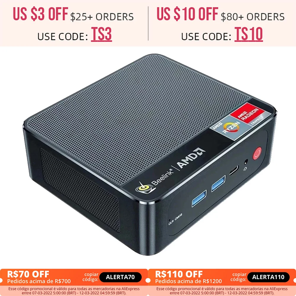 Beelink SER3 AMD Ryzen 7 3750H Windows 10 Pro мини ПК DDR4 16 Гб ОЗУ 256 ГБ SSD WIFI BT игровой компьютер SATA HDD NVME