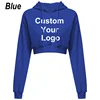 Womens Custom Your Logo Casual Long Sleeve Hooded Sweatshirt Plain Crop Tops Pullover Hooded Sweatshirt Cropped Hoodie Short Swe 4