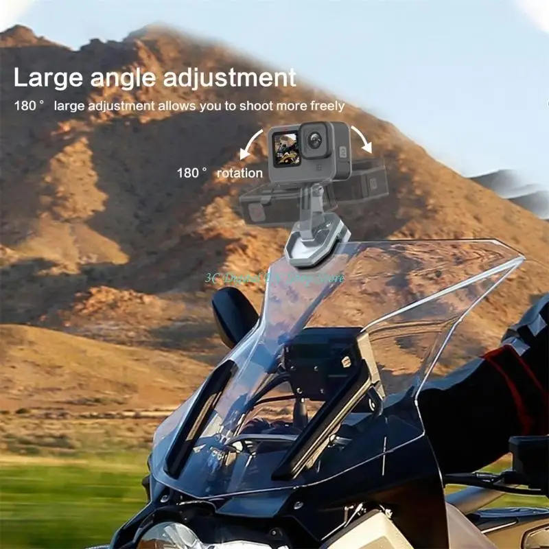 Support Moto Caméra Action 360° - Pince Pare-Brise Aluminium