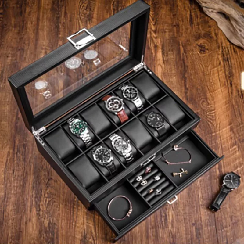 Big Size Watch Box Storage Case Transparent Skylight Watch Boxes Organizer Ring Jewelry Wrist Watches Display Collection Gift