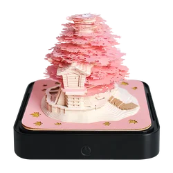 Omoshiroi Block 3D Notepad Sakura Treehouse 3D Calendar 2024 3D Memo Pad Block Notes Offices Paper Notes Christmas Birthday Gift