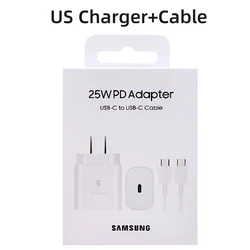 Samsung Genuine 25W Fast Charge Adapter with Type C Cable - 25W White US Set