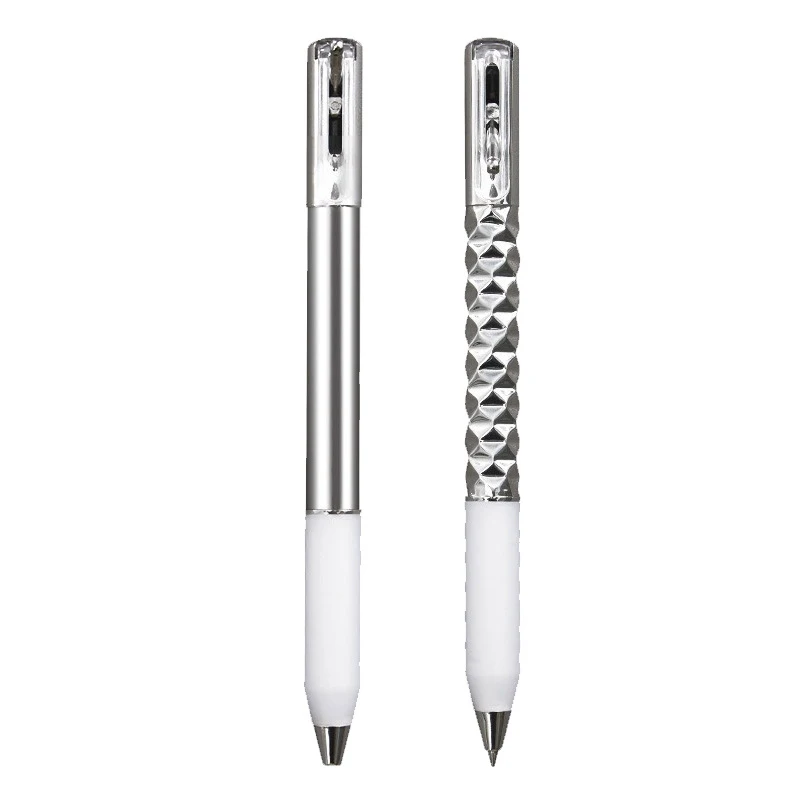 2 Penne Geometriche In Metallo, Antistress Fidget Con Cambio Forma, Punta 0.5 Mm, Inchiostro Gel - 4