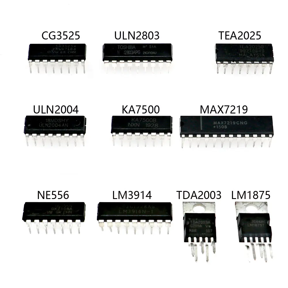 IC 집적 회로 칩 키트 박스, 10 가치 44 개, SG3525 ULN2803 TEA2025 ULN2004 TDA1875 KA7500 MAX7219 NE556 LM3914 TDA2003