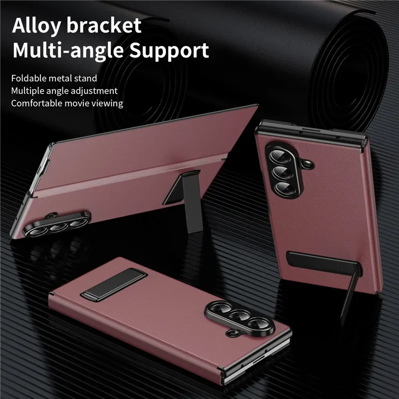Leather Magnetic Flip Phone Case with Kickstand Holder - Elegant Book Cover Design