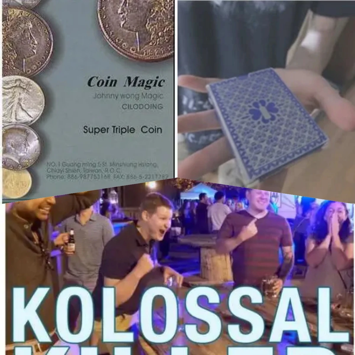 

Johnny Wong Super Triple Coin Eisenhower Dollar，Kinetics by Patrick Varnavas，Kolossal Killer by Kenton Knepper -Magic tricks