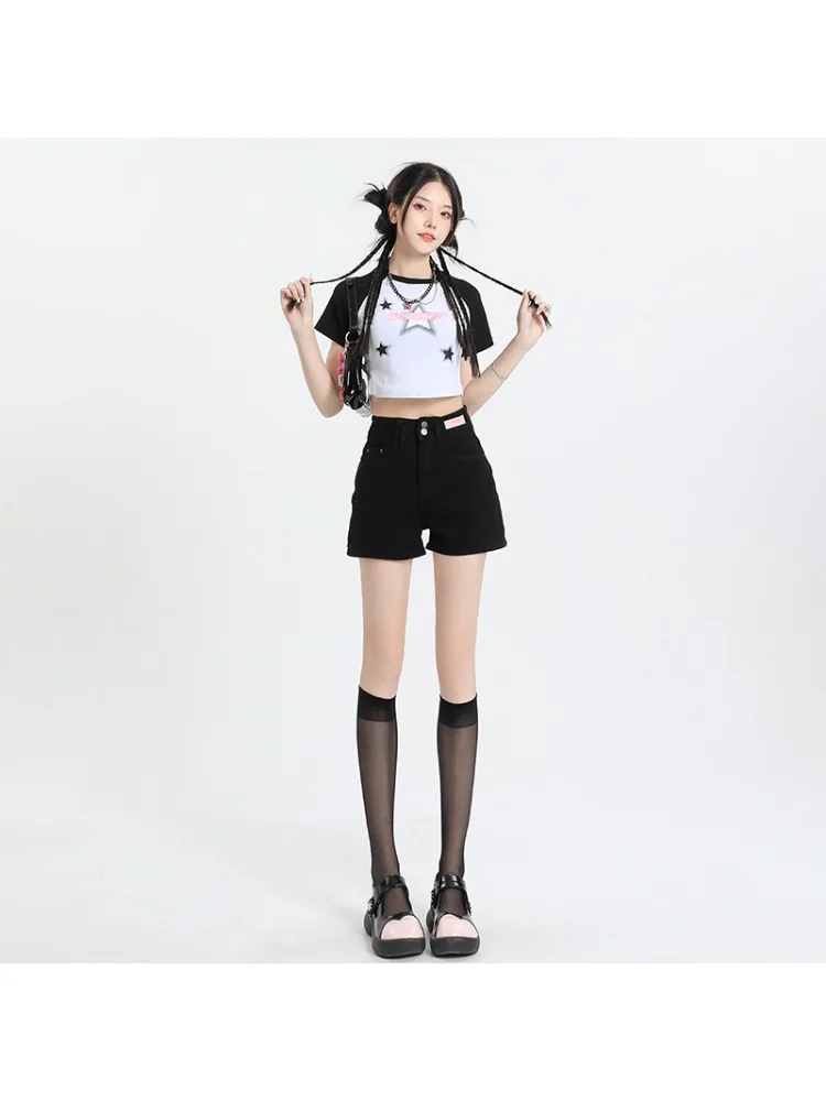 여성용 캐주얼 레트로 데님 반바지, 하이웨이스트 디자인 센스, 작은 A라인 와이드, 편안한 핫팬츠, 얇은 새로운 스타일, 여름
