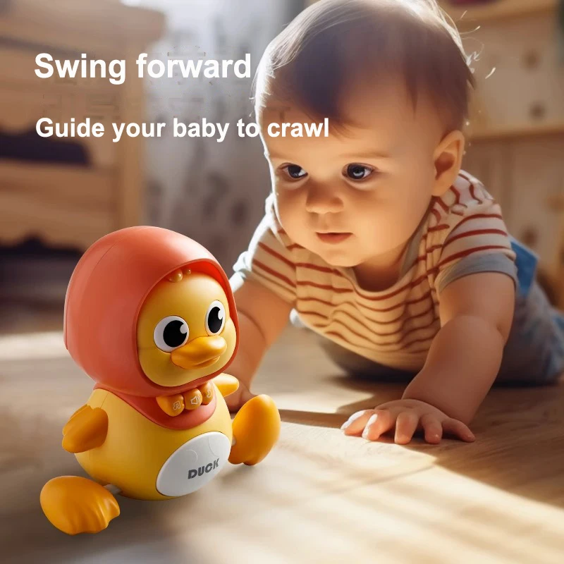 Cute Baby Learns To Crawl Electric Swinging Duck with Sound, Light and Music, Magnetic Baby Soothing Electric Duck Toy Gift 4