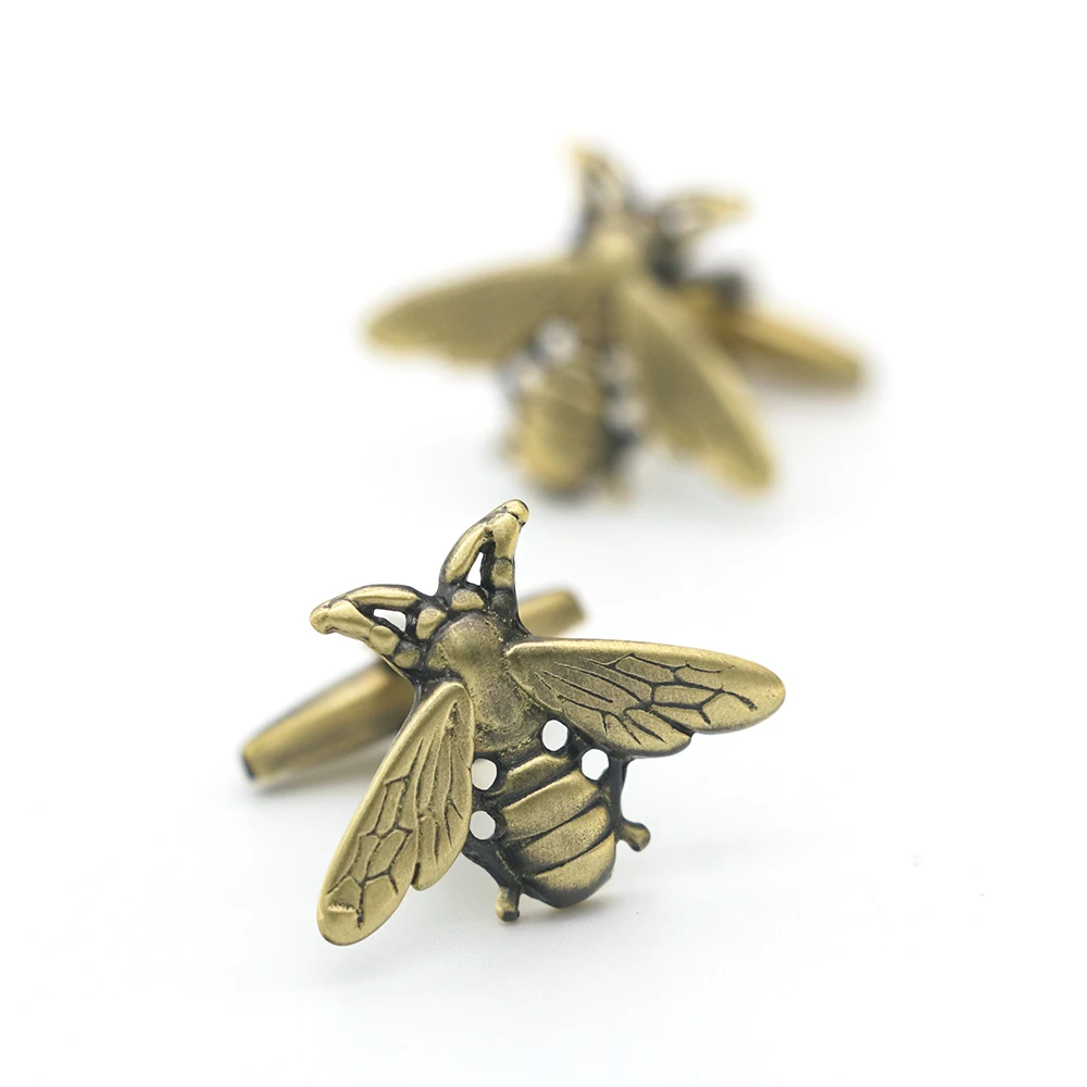 Gemelli vintage da uomo Gemelli classici color bronzo rame di qualità con design ape all'ingrosso e al dettaglio - immagine 3