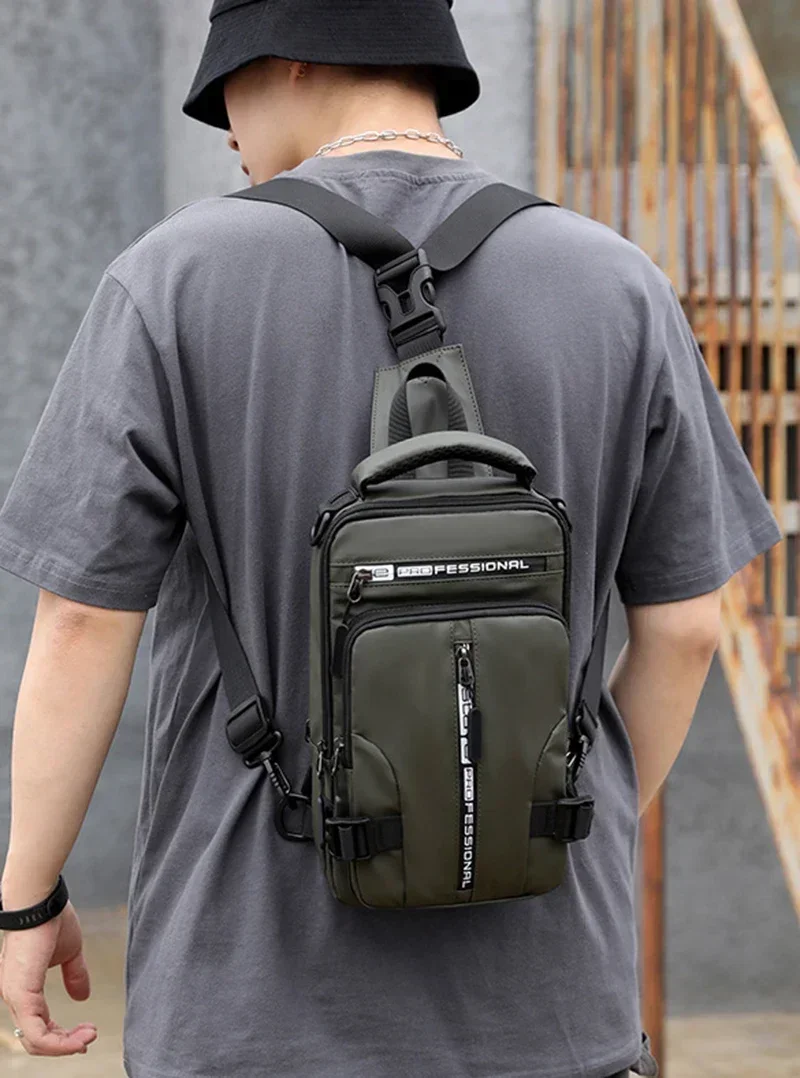 Nylon Men Backpack with USB Charging Port for Travel