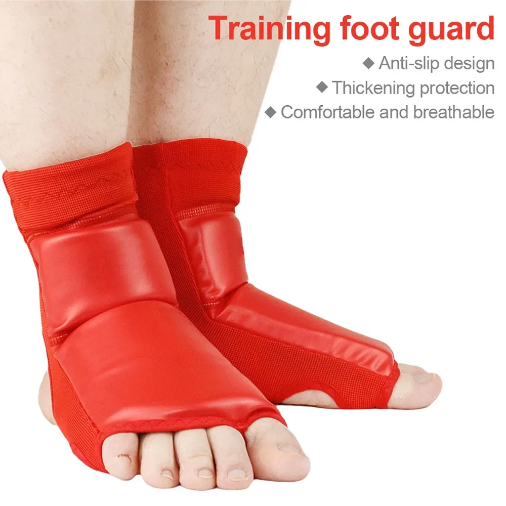 Boxing Foot Guards 1Pair Boxing Foot Insteps Guards Feet Protector MMA Muay Thai Wearproof PU Sanda Footpads Portable Instep Brace Taekwondo