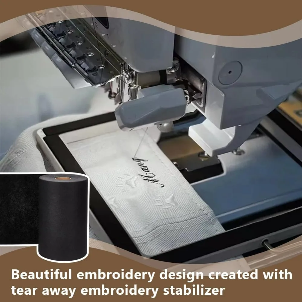 Black Cut Away Embroidery Stabilizer 7.9 Inch x 50 Yard Roll Cut Away Stabilizer Backing Soft Embroiderys Backing Stabilizers
