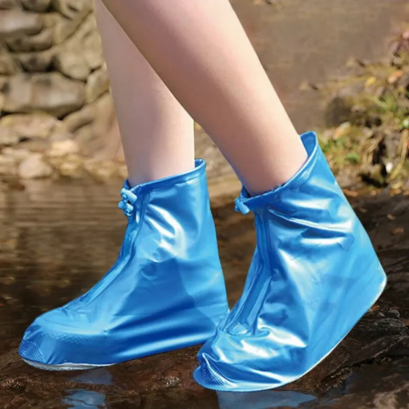 1 Pair Waterproof Shoe Covers, Non-slip Reusable Rain Snow Boots Women Men PVC Silicone Sole Overshoes Protectors In Rainy Days 2