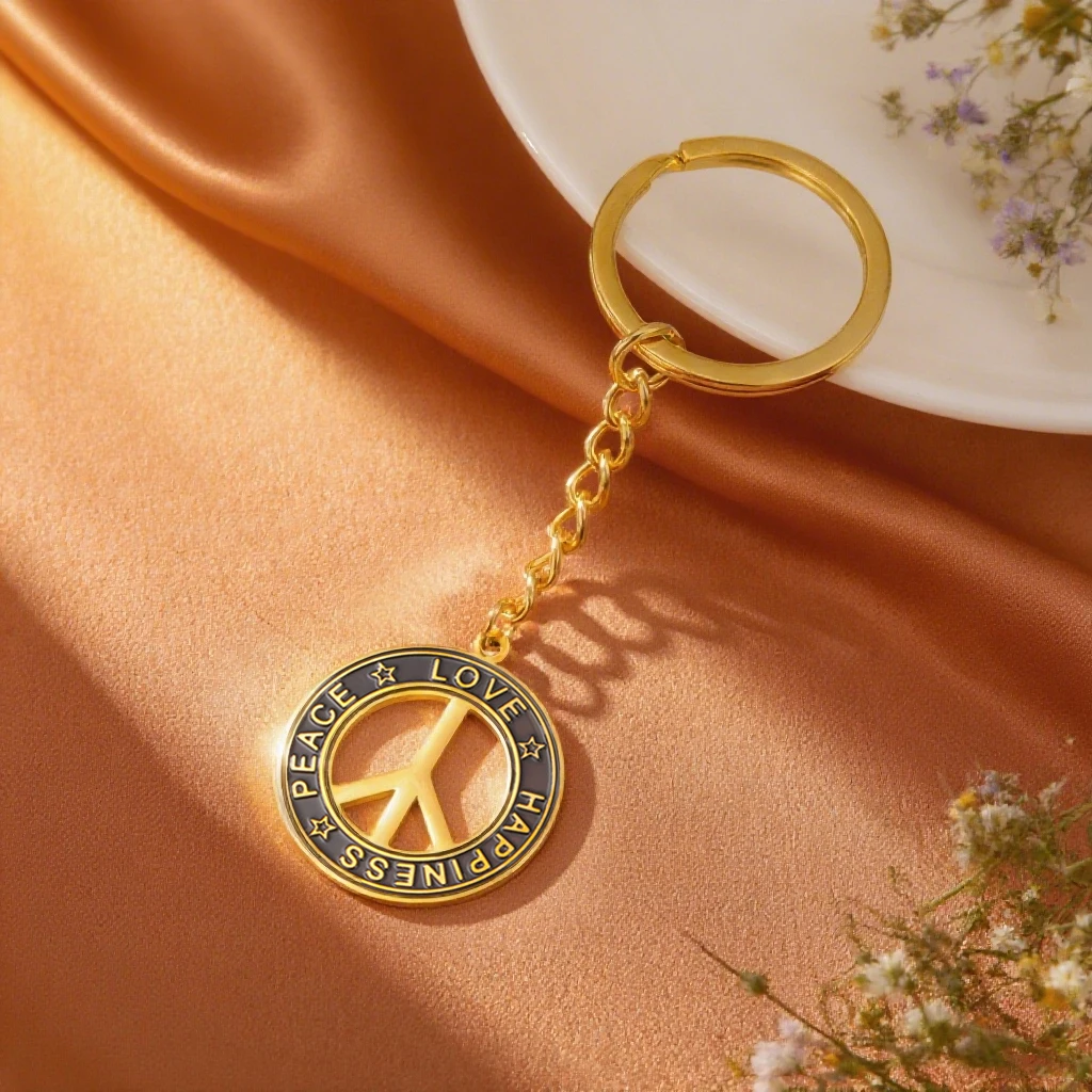 Dawapara Friedenszeichen Symbol Schlüsselanhänger Edelstahl Friedensliebe Glück Schlüsselanhänger Minimalismus Modeaccessoires – Detail 9