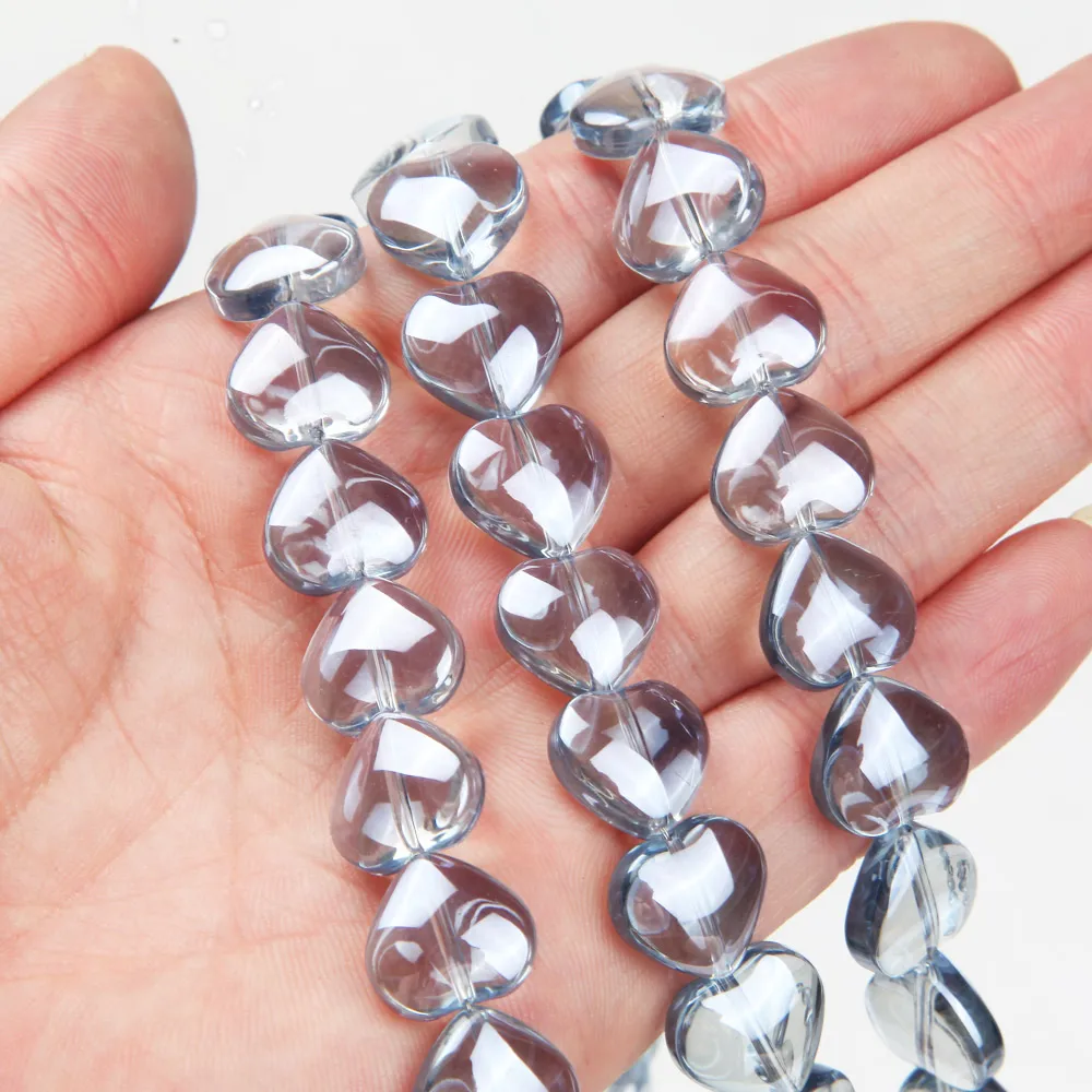 30PCS 하트 유리 구슬 사랑 유리 매력 목걸이 펜 던 ??트 결과 Diy 쥬얼리 만들기 용품 액세서리 13*14mm