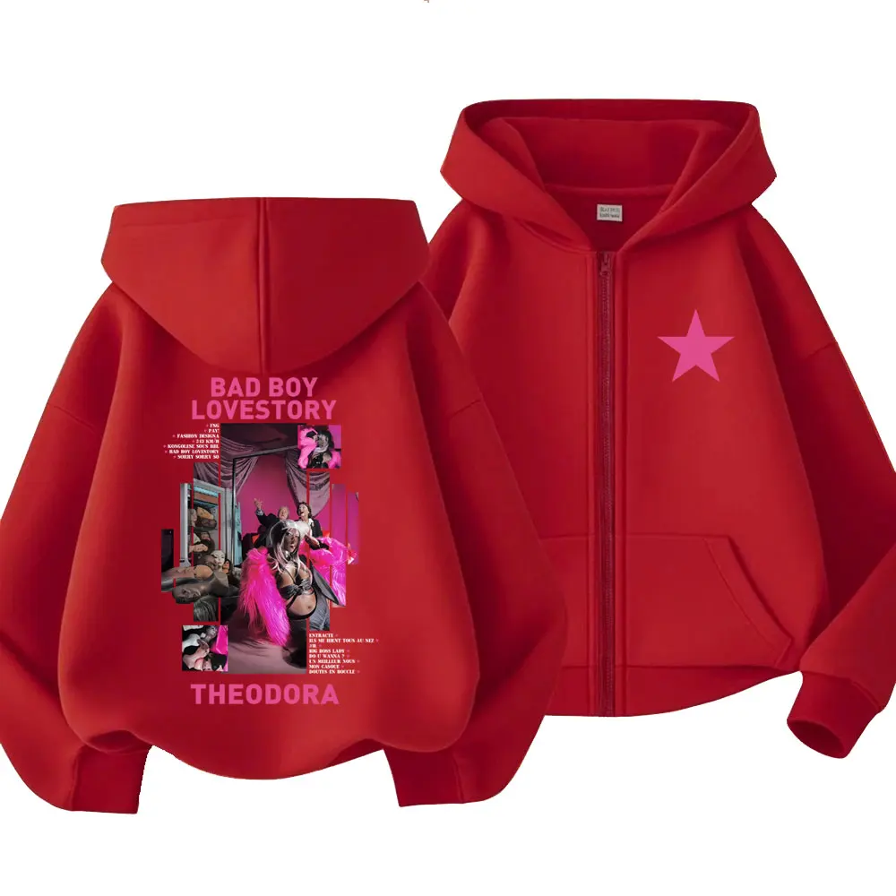 Rapper Theodora Mega Bbl Bad Boy Lovestory Zipper Hoodie Men Women Hip Hop Fashion Zip Up Jacket Man Oversized Zip Up Sweatshirt
