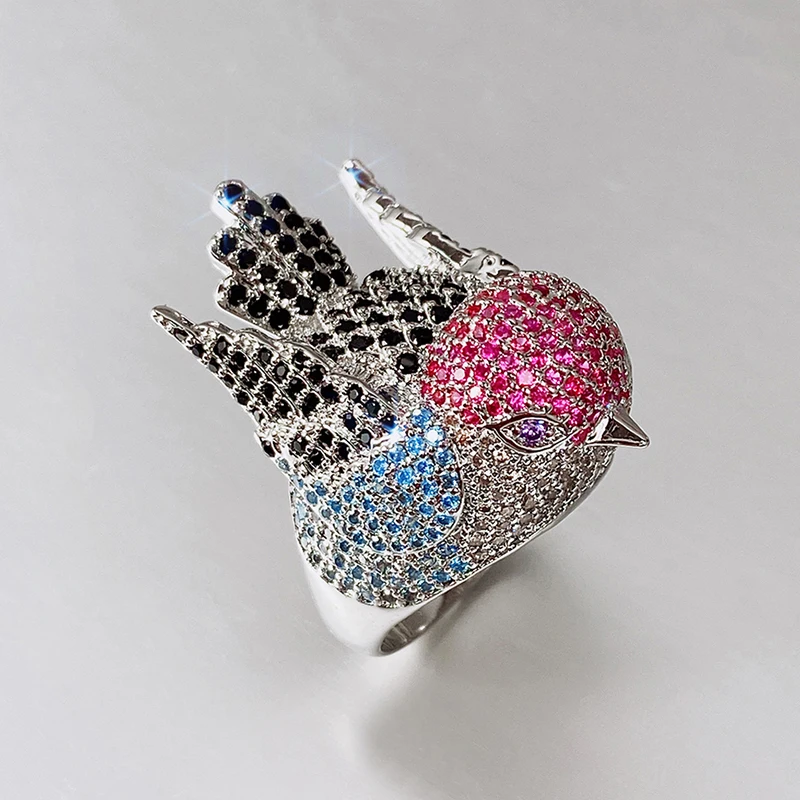 Huitan Hyperbole Bird Finger Ring Female for Cocktail Party