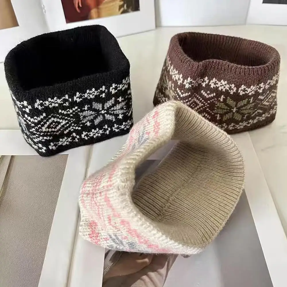 Fashion Jacquard Knitted Headband Autumn Winter Women's Headbands Retro Warm High Elasticity Hairband Hair Accessories Headwrap