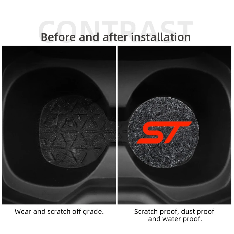 Car Pads Water Cup Waterproof Slot Anti-Skid Pads Interior for Ford ST Line Fiesta Focus Mondeo Ecosport Kuga Puma Accessries